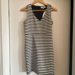 Black and White Striped open-back mini dress